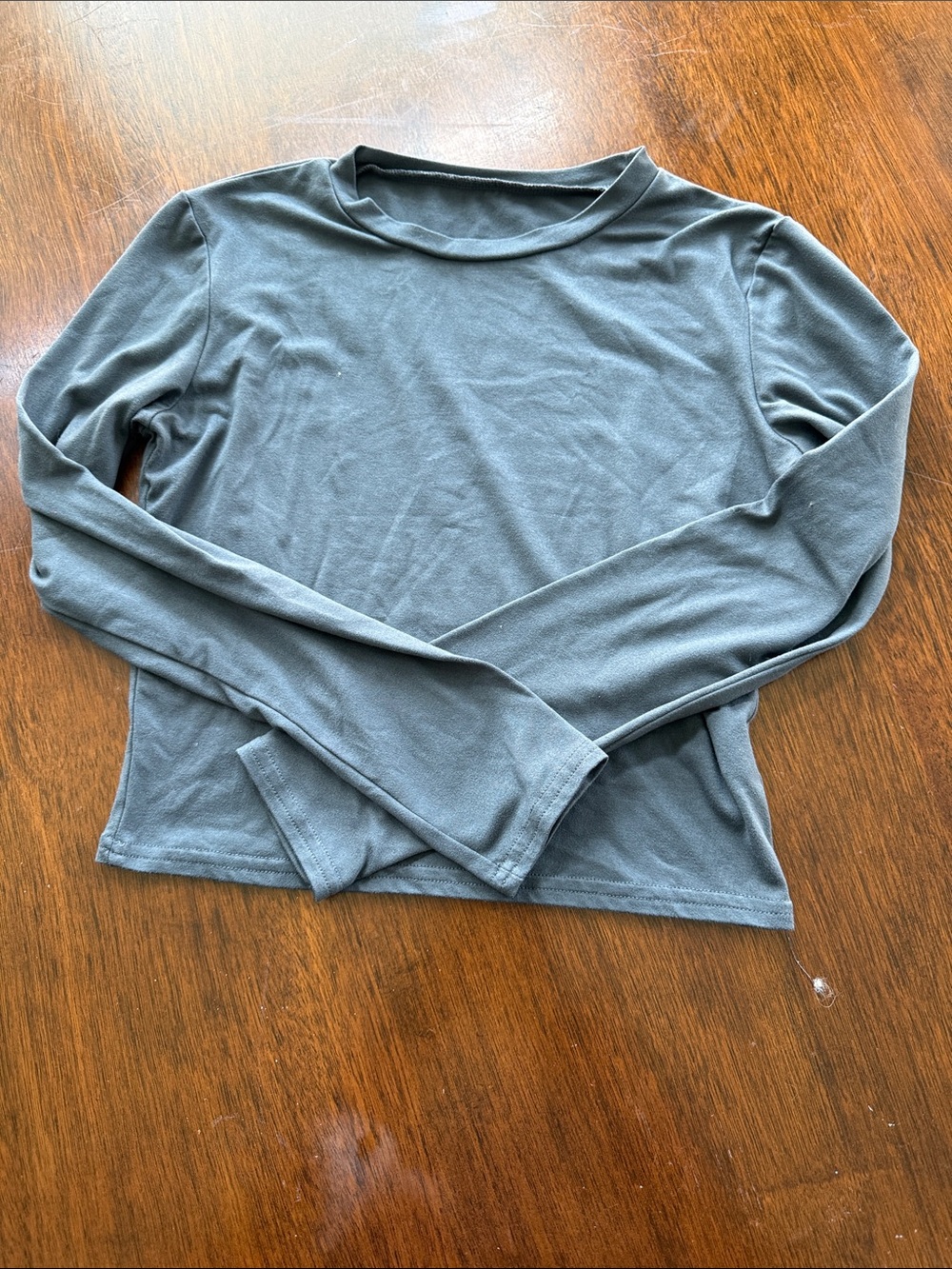 SHEIN Long Sleeve Crewneck Top in Slate Gray